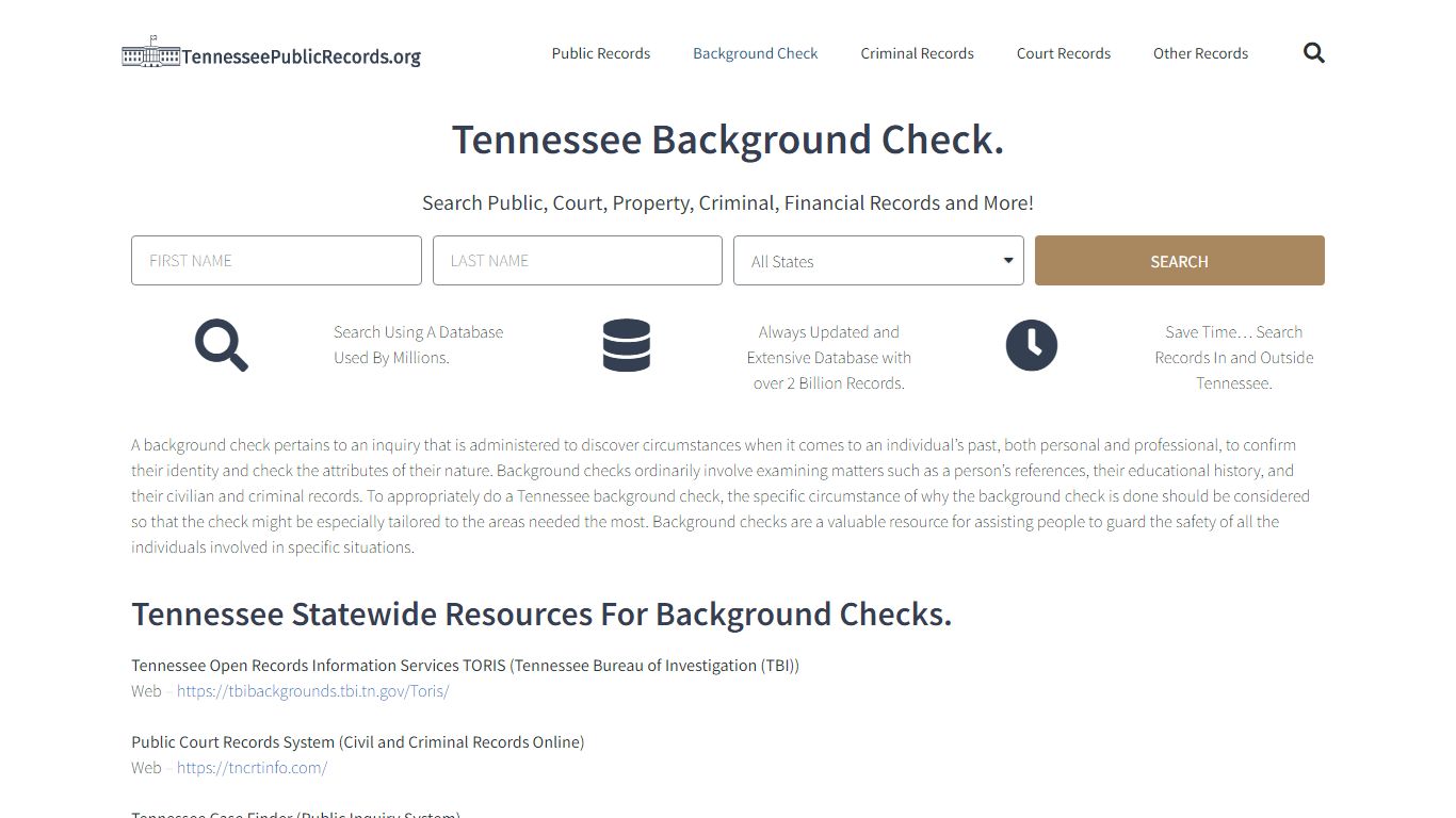 Tennessee Background Check: TennesseePublicRecords.org