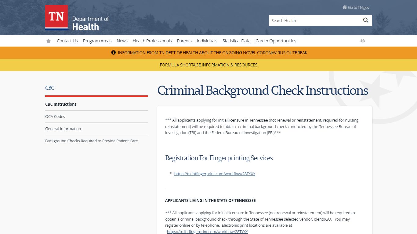 Criminal Background Check Instructions - Tennessee